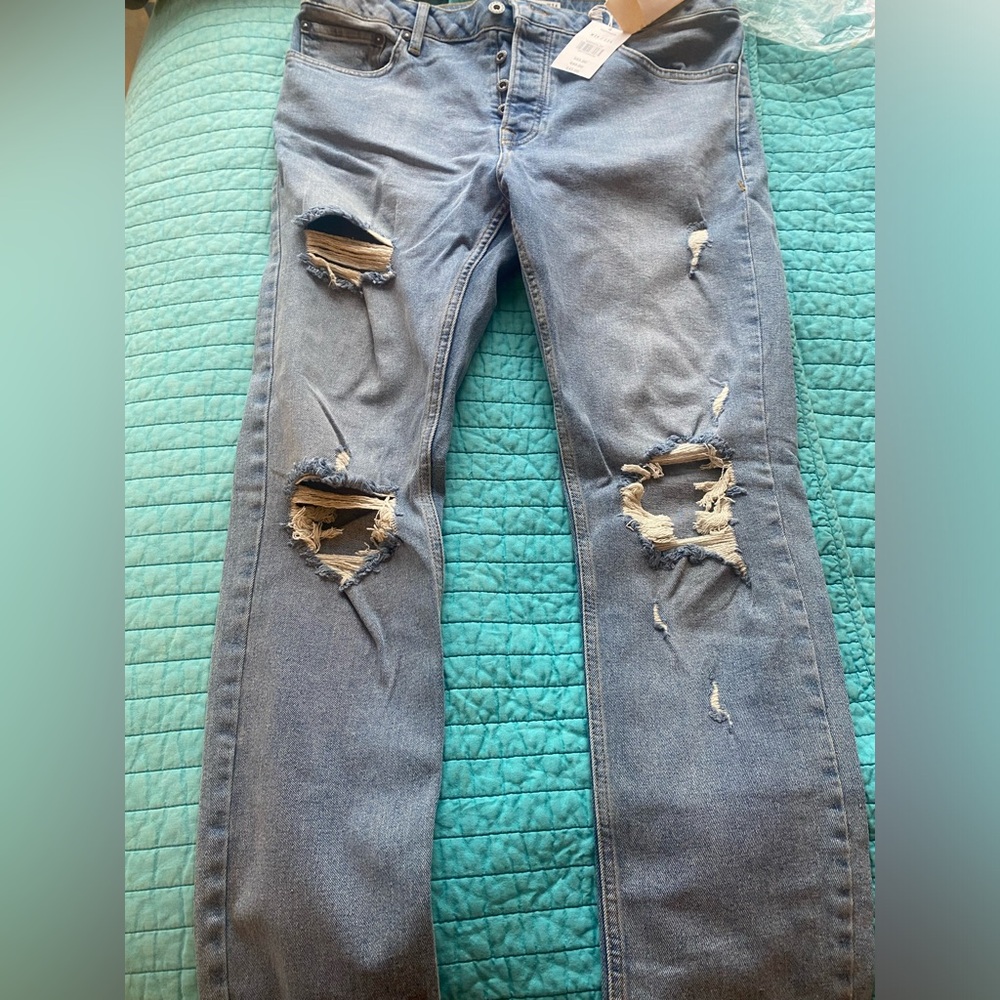 Distressed Topman stretch skinny jeans for men